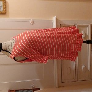 🎀. NWT Coverstitched peach striped tunic top Sz L